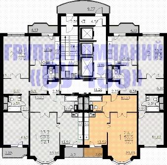 1-� ��������, ���������� �����, 52.1 �², 10/2